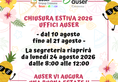Chiusura estiva degli uffici di segreteria Auser